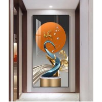 Light Luxury Crystal Painting Orange Color & Gold Cavre